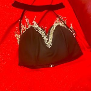 Short top, very sexy, black with silver brand blithela